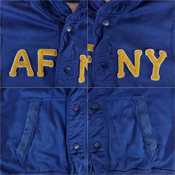 VTG Y2K Abercrombie & Fitch XL Muscle Blue Distressed Hoodie Button Front Jacket - Picture 9 of 16